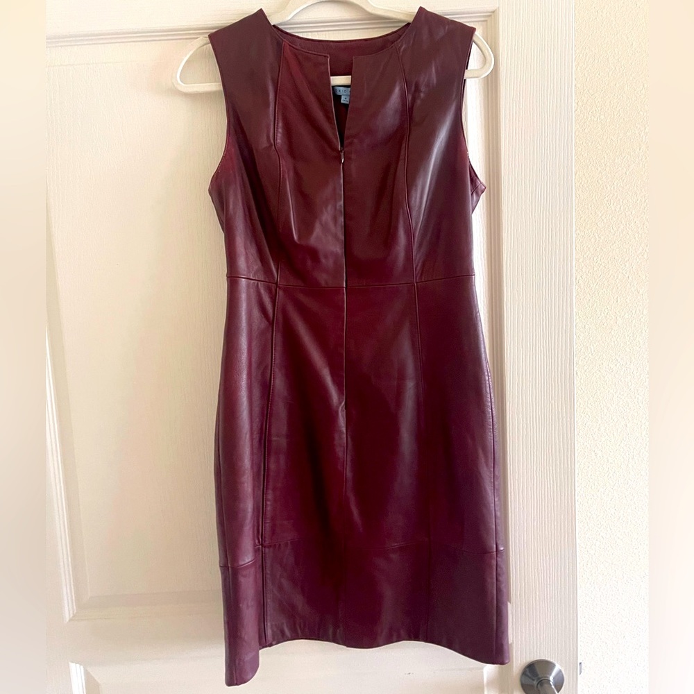 Antonio Melani Burgundy Leather Dress
